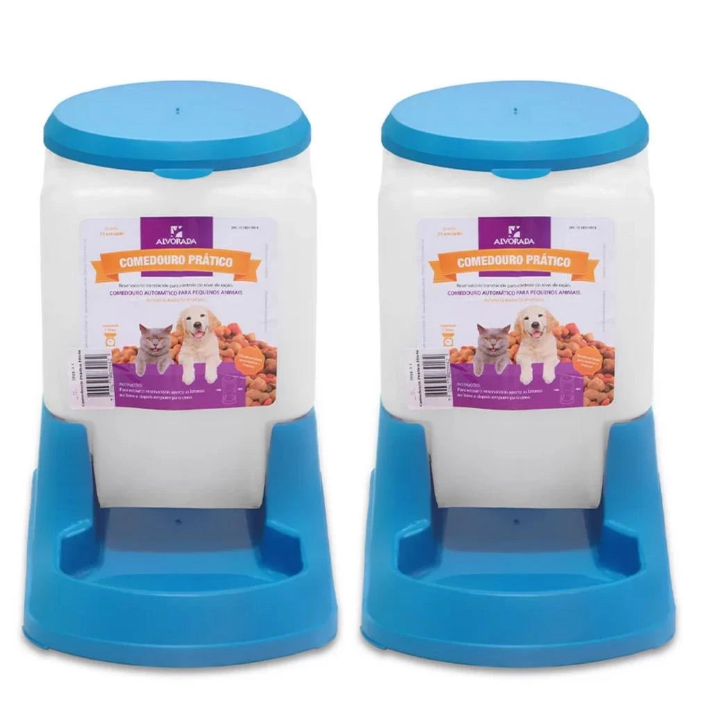 Kit Comedouro e Bebedouro para Cães e Gatos Refil 3 Litros