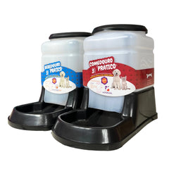 Kit Comedouro e Bebedouro para Cães e Gatos Refil 3 Litros